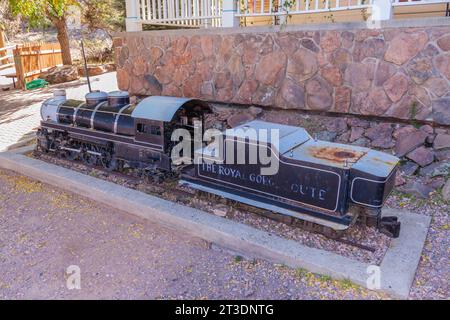 Zugmodell im Royal Gorge Park in der Nähe von Canon City, Colorado, Standort der Royal Gorge Suspension Bridge. Stockfoto