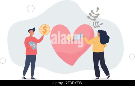 Finanzplanung für Paare und Sparen für gemeinsames Ziel. Berechnung des Ehehaushalts oder Finanzierung von Investitionen für zukünftige Fonds. Stock Vektor