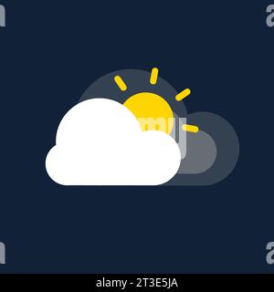 Bewölkter Himmel und Sonne. Wetterillustration in flachem Design Vektor. EPS 10 Stock Vektor