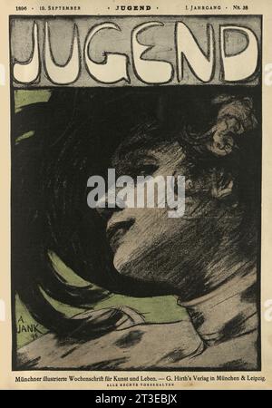 Vintage-Cover von Jugend, Porträt einer jungen Frau von Angelo Jank, Jugendstil, 1890er Jahre Stockfoto