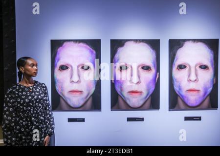 London, Großbritannien. Oktober 2023. Denn das erste, was wir sehen, sind die Augen schwer zu sehen, dass das Gesicht verschiedene Ausdrücke und verschiedene Töne in der Haut hat.Paul Quezada-Neiman/Alamy Live News Credit: Paul Quezada-Neiman/Alamy Live News Stockfoto