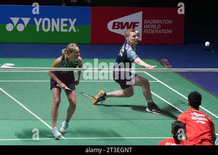 Cesson Sevigne, Frankreich. Oktober 2023. Robin TABELING und Selena PIEK aus Nederland während der Yonex Internationaux de France 2023, Super 750 Badminton HSBC BWF World Tour am 24. Oktober 2023 in der Glaz Arena in Cesson-Sévigné, Frankreich. Foto: Laurent Lairys/ABACAPRESS.COM Credit: Abaca Press/Alamy Live News Stockfoto