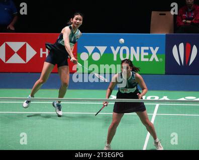 Cesson Sevigne, Frankreich. Oktober 2023. J. Kititharakul und R. Prajongjai aus Thaillande während der Yonex Internationaux de France 2023, Super 750 Badminton HSBC BWF World Tour am 24. Oktober 2023 in der Glaz Arena in Cesson-Sévigné, Frankreich. Foto: Laurent Lairys/ABACAPRESS.COM Credit: Abaca Press/Alamy Live News Stockfoto