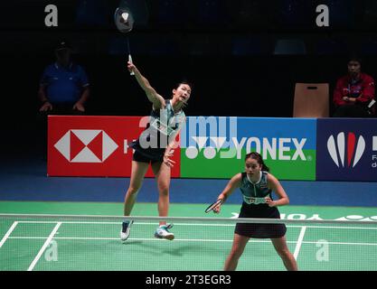Cesson Sevigne, Frankreich. Oktober 2023. J. Kititharakul und R. Prajongjai aus Thaillande während der Yonex Internationaux de France 2023, Super 750 Badminton HSBC BWF World Tour am 24. Oktober 2023 in der Glaz Arena in Cesson-Sévigné, Frankreich. Foto: Laurent Lairys/ABACAPRESS.COM Credit: Abaca Press/Alamy Live News Stockfoto