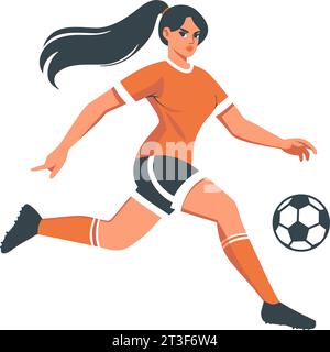 Girl Football Player Clip Art. Illustration des abgewickelten Vektors Stock Vektor