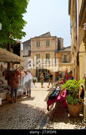 Frankreich, Bouches du Rhone, regionaler Naturpark der Alpilles, Saint Remy de Provence, Place Jules Pellissier, Markttag Stockfoto