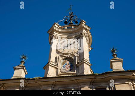 Italien, Latium, Rom, Piazza Navona, Oratorium der Filipinos (Oratorio dei Filippini), Uhrenturm (Torre dell'orologio), Glockenturm Stockfoto