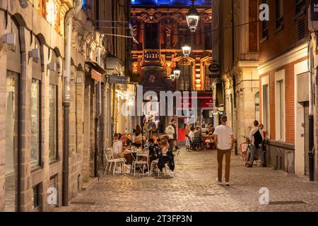 Frankreich, Nord, Lille, 3 Couronnes Street mit Blick auf die alte Börse Stockfoto