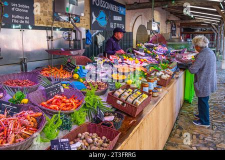 Frankreich, Charente Maritime, Ile de Re, La Flotte, der Tagesmarkt Stockfoto