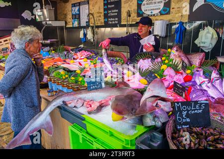 Frankreich, Charente Maritime, Ile de Re, La Flotte, der Tagesmarkt Stockfoto