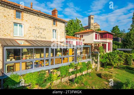 Frankreich, Loire Atlantique, Clisson, das Ufer des Flusses Sevre Nantaise, ehemalige Auberge du Chateau Stockfoto