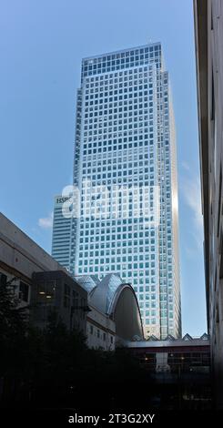Ein Canada Square, Wolkenkratzer an der Canary Wharf, London, England. Stockfoto