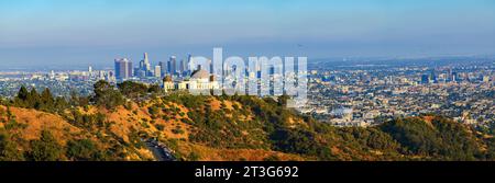 Panorama des Griffith Observatory und der Skyline von Los Angeles Stockfoto