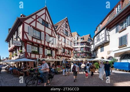 Frankreich, Haut Rhin, Colmar, prächtige Fachwerkfassaden der Rue des Marchands Stockfoto