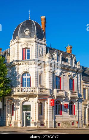 Frankreich, Allier, Saint Pourcain sur Sioule, Caisse d'Epargne Gebäude Stockfoto