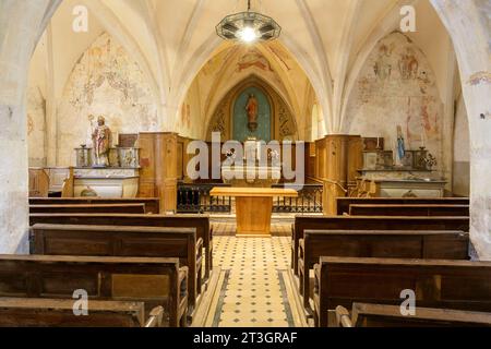 Frankreich, Meurthe et Moselle, Battigny, Kirche Saint Germain erbaut zwischen Ende des 12. Jahrhunderts und Anfang des 13. Jahrhunderts, dann des 15. Jahrhunderts Stockfoto