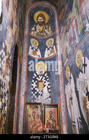 Nordmakedonien, Ohrid, das von der UNESCO zum Weltkulturerbe erklärt wurde, die Kirche Heilige Maria Peryvleptos (Presveta Bogorodica Perivlepta), Fresken von Michael und Eutychios Stockfoto