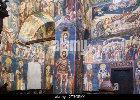 Nordmakedonien, Ohrid, das von der UNESCO zum Weltkulturerbe erklärt wurde, die Kirche Heilige Maria Peryvleptos (Presveta Bogorodica Perivlepta), Fresken von Michael und Eutychios Stockfoto