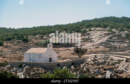 Jesus Christus, Sotiras Christos Alte orthodoxe Kirche, Griechenland, genießen Sie die Insel Gavdos, religiöses Ziel Kreta, sonnigen Sommertag. Stockfoto