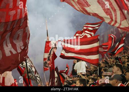 Düsseldorf, Deutschland. Oktober 2023. firo: 21. Oktober 2023 Fußball, Fußball, Männer 2. Liga, 2. Bundesliga, Saison 2023/2024 Fortuna Düsseldorf - 1.FC FCK Kaiserslautern 4:3 Fans Flags, Fortuna Credit: dpa/Alamy Live News Stockfoto