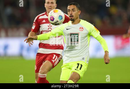 Düsseldorf, Deutschland. Oktober 2023. firo: 21. Oktober 2023 Fußball, Fußball, Männer 2. Liga, 2. Bundesliga, Saison 2023/2024 Fortuna Düsseldorf - 1.FC FCK Kaiserslautern 4:3 Kenny Redondo, individuelle Action, FCK/dpa/Alamy Live News Stockfoto