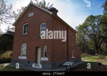 Das Quartier des Haftbefehls in Fort Rodd Hill & Fisgard Lighthouse National Historic Site in Victoria, British Columbia, Kanada Stockfoto