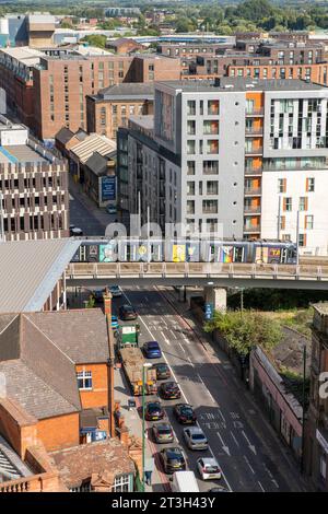 Nottingham City, vom Dach des Gebäudes am Unity Square aus gesehen. Nottinghamshire, England, Großbritannien Stockfoto