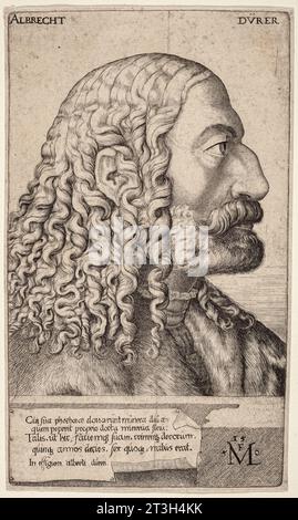 Melchior Lorch, Porträt von Albrecht Durer, 1550; Ätzung auf Papier gedruckt. National Gallery, Washington DC, Vereinigte Staaten von Amerika. Stockfoto