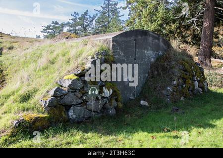 Oberer Batteriewassertank bei Fort Rodd Hill & Fisgard Lighthouse National Historic Site in Victoria, British Columbia, Kanada Stockfoto