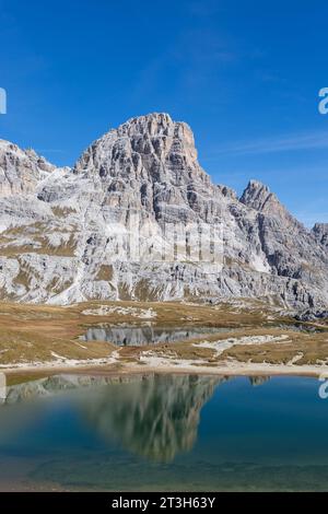 Lago dei Piani, Dolomiten, Südtirol, Italien. Stockfoto