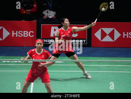 Chen Qing Chen und Jia Yi Fan of Chine während der Yonex Internationaux de, Frankreich. , . In der Glaz Arena in Cesson-Sevigne, Frankreich. Foto von Laurent Lairys/ABACAPRESS.COMChen Qing Chen und Jia Yi Fan of Chine während der Yonex Internationaux de France 2023, Super 750 Badminton HSBC BWF World Tour am 25. Oktober 2023 in der Glaz Arena in Cesson-Sevigne, Frankreich. Foto von Laurent Lairys/PANORAMICChen Qing Chen und Jia Yi Fan of Chine während der Yonex Internationaux de France 2023, Super 750 Badminton HSBC BWF World Tour am 25. Oktober 2023 bei Credit: Abaca Press/Alamy Live News Stockfoto