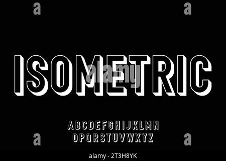 Moderner, sauberer isometrischer Alphabet-Display-Schriftvektor Stock Vektor