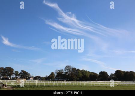 Cirrus Clouds High Altitude Epsom Downs Rennbahn Surrey England Stockfoto