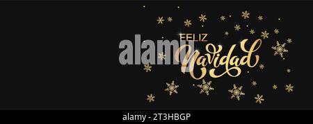 Feliz Navidad spanisch Frohe Weihnachten moderne Kalligraphie-Schriftzug auf dem Aufkleber für die Weihnachtsgrüße. Vektorhintergrund Stock Vektor