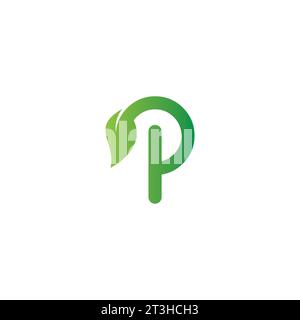 P-Logo, P-Monogramm, anfängliches P-Logo, Buchstabe P-Blatt-Logo, Symbol, Vektor Stock Vektor
