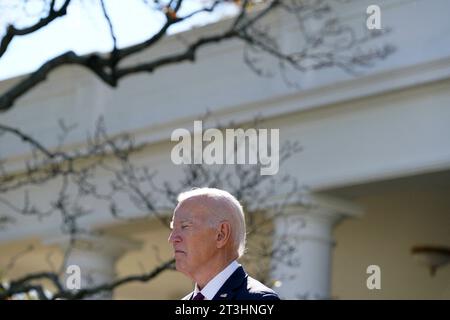 US-Präsident Joe Biden hält am 25. Oktober 2023 eine gemeinsame Pressekonferenz mit dem australischen Premierminister Anthony Albanese im Rose Garden im Weißen Haus in Washington ab. Foto: Yuri Gripas/ABACAPRESS.COM Stockfoto