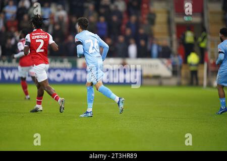 Während des Sky Bet Championship Matches im AESSEAL New York Stadium, Rotherham. Bilddatum: Mittwoch, 25. Oktober 2023. Stockfoto