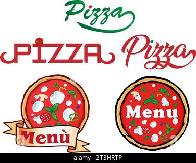 Vektorsammlung von Pizza-Elementen und -Symbolen Stock Vektor