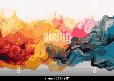 Abstrakter farbenfroher Rauch, rosa, blau, orange, gelb, und violette Rauchbomben isoliert. Abstrakter farbiger Hintergrund. Stockfoto