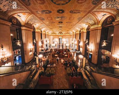 Das prunkvolle Interieur des Palmer House Hotels, Chicago. Es ist das älteste durchgehend betriebene Hotel in Nordamerika Stockfoto