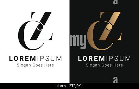 Luxuriöses Initial CZ- oder ZC-Monogramm-Logo-Design Stock Vektor