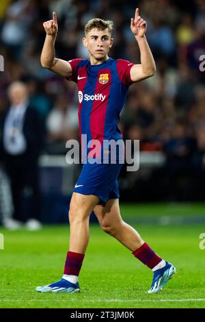 Barcelona, Spanien. Oktober 2023. Fermin (FC Barcelona) wird während des Champions-League-Fußballspiels zwischen dem FC Barcelona und dem FC Shakhtar Donetsk im Stadion Estadi Lluis Companys in Barcelona, Spanien, am Mittwoch, den 25. Oktober 2023 gezeigt. Foto: Siu Wu Credit: dpa/Alamy Live News Stockfoto