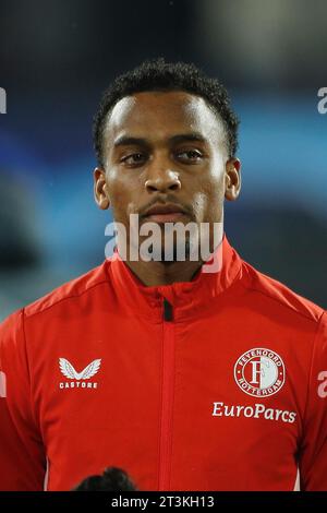 Rotterdam, Niederlande. Oktober 2023. Quinten Timber (Feyenoord) Fußball/Fußball : UEFA Champions League Gruppe Stadium E Spiel zwischen Feyenoor 3-1 SS Lazio im Stadion Feijenoord 'de Kuip' in Rotterdam, Niederlande . Quelle: Mutsu Kawamori/AFLO/Alamy Live News Stockfoto