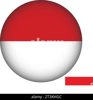 Indonesien Flaggenform Rund Stock Vektor