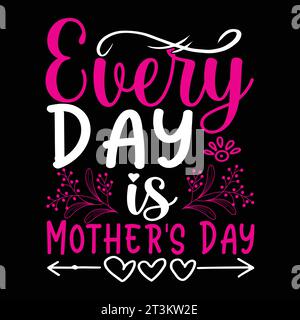 Muttertag-T-Shirt mit Vektorbeschriftungen und Zitaten mit Muttertagselementen Stock Vektor