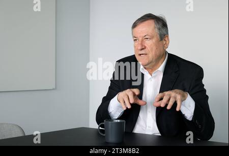 23.10.2023, Berlin - Deutschland. Hermann Waldner, Vorsitzender von Taxi Deutschland Berlin. *** 23 10 2023, Berlin Deutschland Hermann Waldner, Vorsitzender von Taxi Germany Berlin Stockfoto