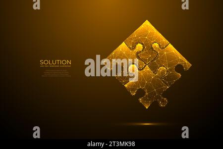 Goldene Puzzleteile. Digitale Stichsäge. Teamwork und Geschäftslösung Stock Vektor