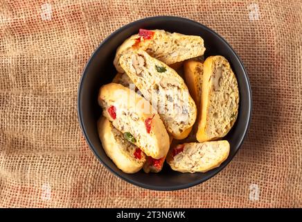 Hausgemachte Biscotti oder Cantuccini. Süßes glutenfreies Dessert. Stockfoto