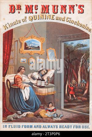 Medizinisches Werbeplakat für Chinin- und Cinchonintonics aus der viktorianischen Zeit. C1800 Stockfoto