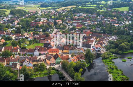 Aus der Vogelperspektive über das Dorf Kallmuenz in Bavria Stockfoto